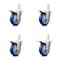 Service Caster 4 Inch Blue Poly Wheel Swivel 7/8 Inch Square Stem Caster Set Total Lock Brake SCC-SQTTL20S414-PPUB-BLUE-78-4 - alternate 3